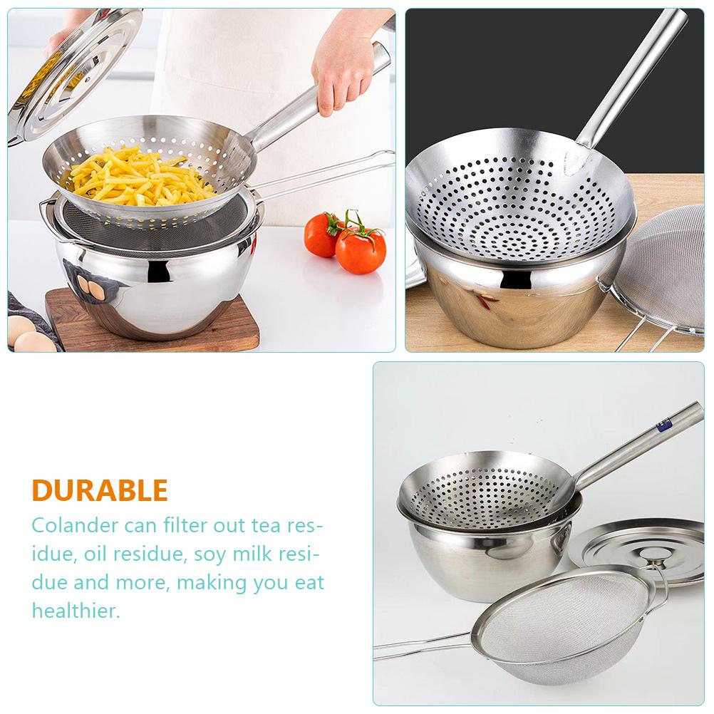 Ölabschöpfkelle Trommelsieb Mehrzweckbehälter Silber Edelstahl