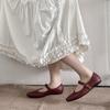25 autumn new all-sheepskin Mary Jane single shoes round head buckle retro shallow mouth stitching ballet women's shoes