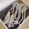 Imitation Pearls Bead Necklace Tassels Choker Elegant Fringes Neckchain Ornament