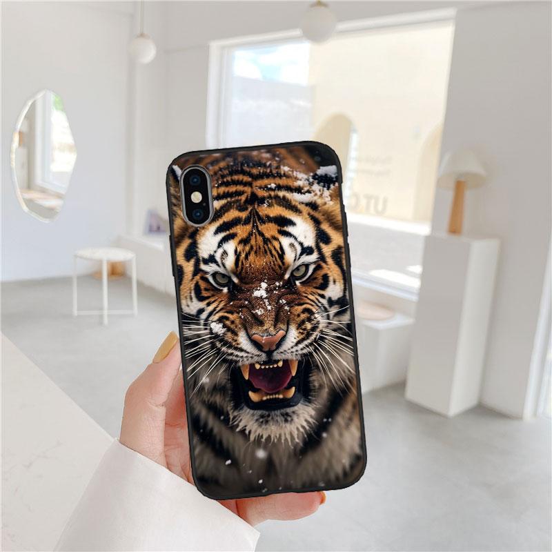 FM3 Tier Wolf Tiger Löwe Soft Shell Handyhülle für iPhone 16 15 14 13 12 Pro Max Plus Mini