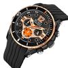 [BUREI] Men's Chronograph Analog Waterproof Quartz Watch with Black Urethane Belt, Date, Gold, Men's Selection, Gift
