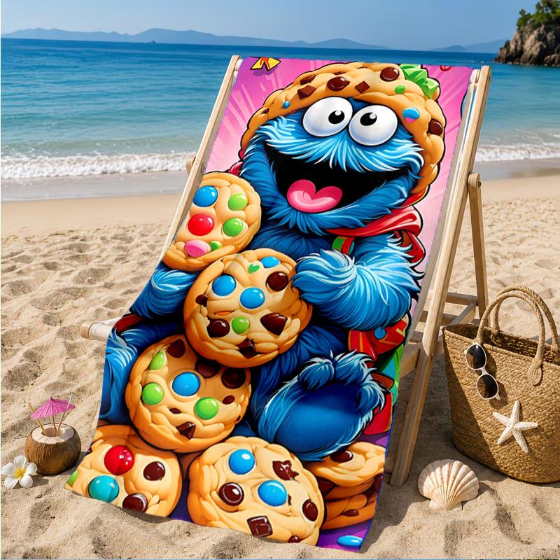 Elmo And Cookie Sesame Friends Beach Towel, Super Soft Microfiber, Perfect Gift for Her/Him, Birthday, for Pool, Beach, Travel, Decor Beach Party