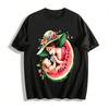 Summer Parent-Child Warm Watermelon Print Adult T-Shirt Pure Cotton T-shirt