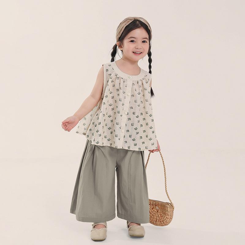 Korean Style Little Girls Sleeveless Thin Summer Casual Shirt Top 90cm