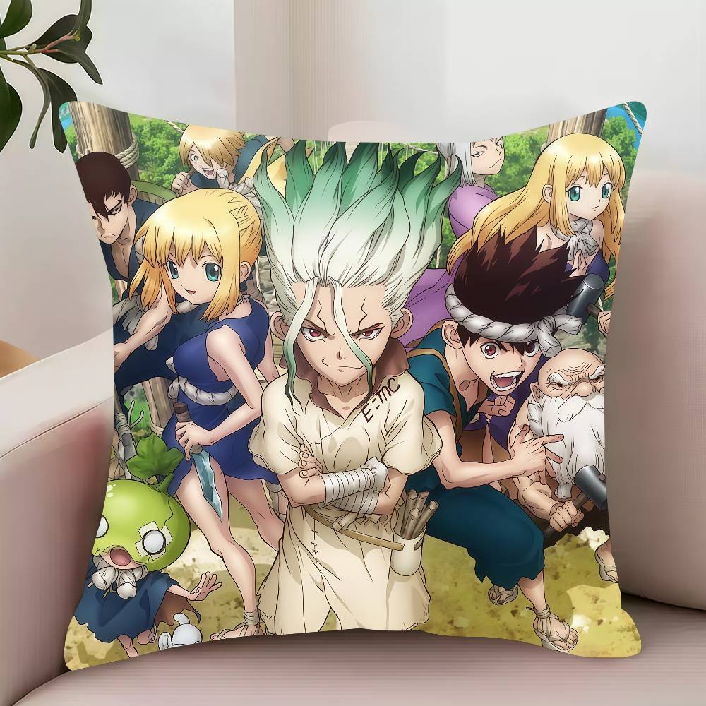 

bilibili D-Dr.STONE 4 Anime Pillow Case Decor Protective Covers Comfortable soft for Sofa Living Room Home office 12x12Inch