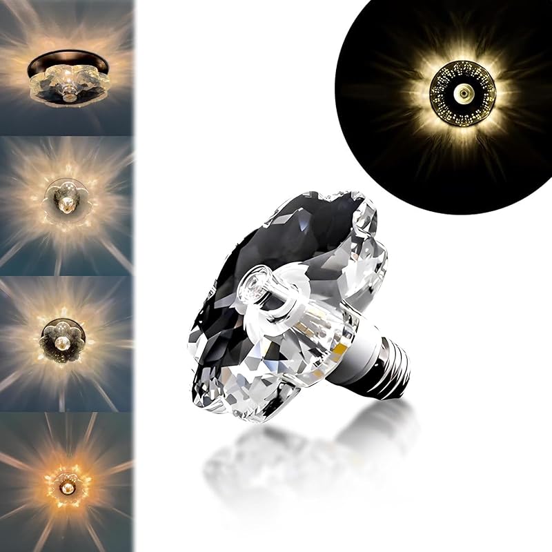 Flower Diamond Crystal LED Light, Unique Diamond Shaped LED Lamp, 5w Vintage Crystal Bulb, Warm 3000k Light for Aisle Hallway Balcony