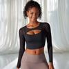 All Season Dame Mesh Sexy Langermet Skjorter Stretch Yoga Klær Sport Fitness Topper
