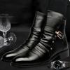 2025New Men's Boots Fashion Motorcycle Boots Luxury High-top Leather Boots for Men Business Pointed Short Boot Big Size45 Botas