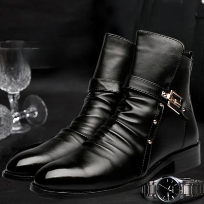 2025Neue Herrenstiefel Mode Motorradstiefel Luxus High-Top Lederstiefel für Herren Business Spitz Kurzer Stiefel Große Größe45 Botas