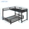 L-förmiges Metall-Etagenbett 90x200 über 140x200, Schwarz