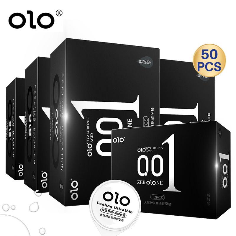 OLO001 Kondome, ultradünn, eng anliegend, 50 Stück, Hyaluronsäure, Gleitmittel, Kondome für Männer