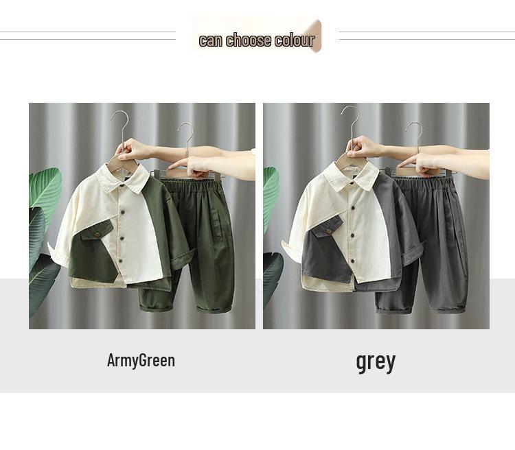 Ensemble deux pièces d'automne pour garçon style street: Chemise ample à manches longues et pantalon (Tendance 2025)