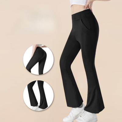 Women's High Waist Flared Yoga Pants with Pockets Casual Stretchy Trousers Plus Size