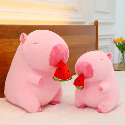 Cute Pink Watermelon Capybara Plush Capybara Toy Doll Simulation Animal Capibara Fluffty Soft Stuffed Doll Kid Birthday Gift