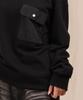 Ellamo Terry Basic Plain Square Pocket Oversized Sweatshirt [Black]