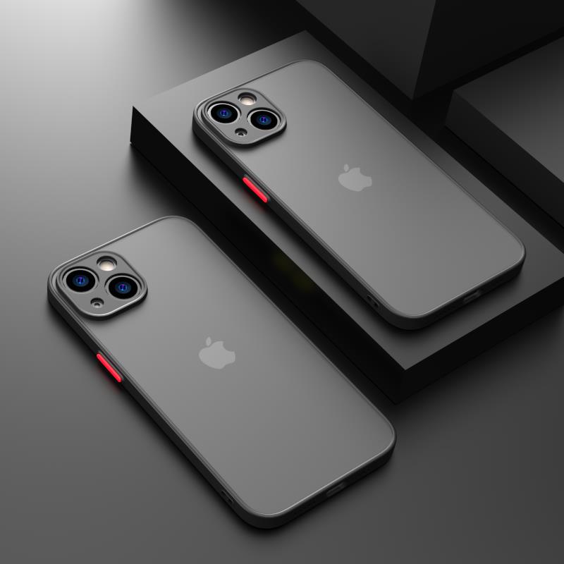 Coque de téléphone Armor Translucide Mate pour iPhone 17 Pro Max Air 16 15 14 Plus 13 12 11 Mini Pro Max Coques Arrière antichoc For iphone 16 Plus noir