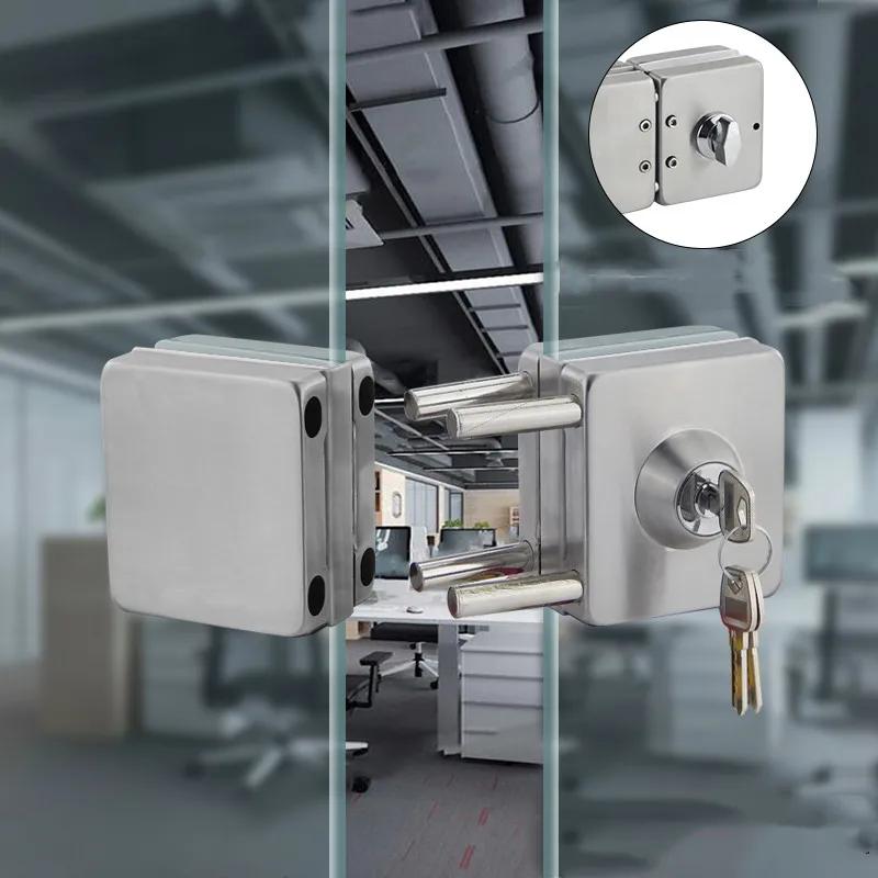 Klemvrije Glazen Deursloten Roestvrij Staal Cilindrisch Slot Frameloze Glazen Deur Hardware Kantoor Beveiligingsdeurslot