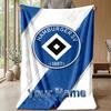 Hamburger SV Custom Name Text Flannel Blanket Soccer Logo Personalized Fleece Throw Blanket Special Gift For Sofa Bedroom Home