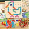 Montessori Kids DIY Puzzle Creative Toy Geometry Graphics Rubber Nail Boards with Cards Math Educational Toys for Children