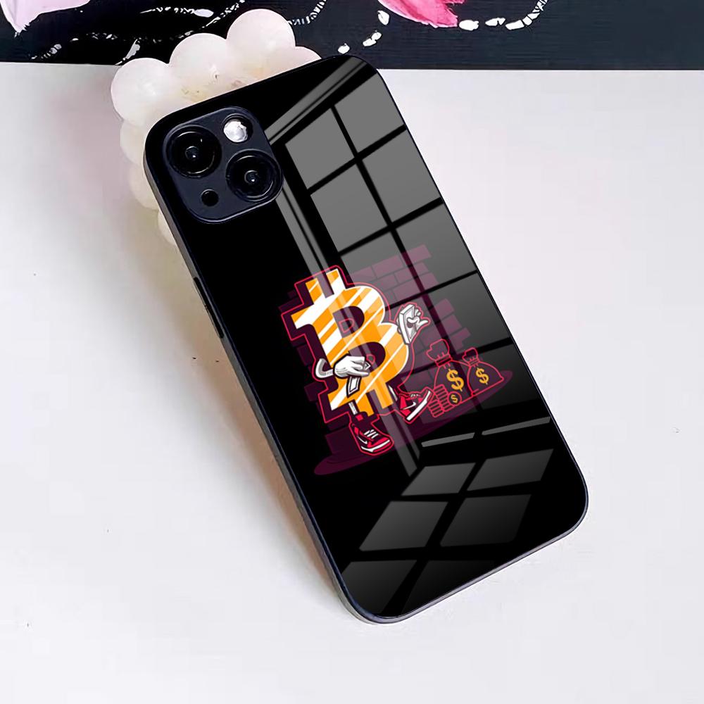 Bitcoin Cryptocurrency Btc Phone Case For IPhone 17 Pro Max 16 15 14 Pro Max 13 11 X Xs Xr 8 7Plus Glass Cover
