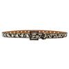 Luxury 2.3cm Leopard Print Leather Belt with Floral Eyelets & Rhinestones, No Punching Needed, Pin Buckle, Fully Diamond-Encrusted.
