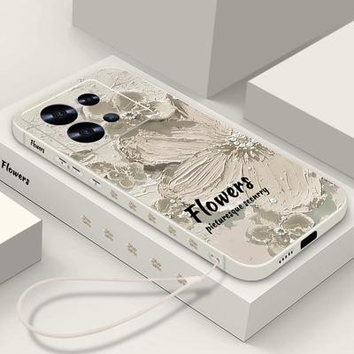 Olejomalba Květinový vzor Pouzdro na telefon Pro Xiaomi Poco X6 F6 Pro 13T 11T Redmi Note 13 14 12 11 Pro Ochrana čočky Měkké nárazuvzdorné TPU Kryt s popruhem