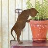 Rustic Metal Dog Garden Statue Vintage Cat Lawn Ornament Dog Pot Hugger Decor  Courtyard