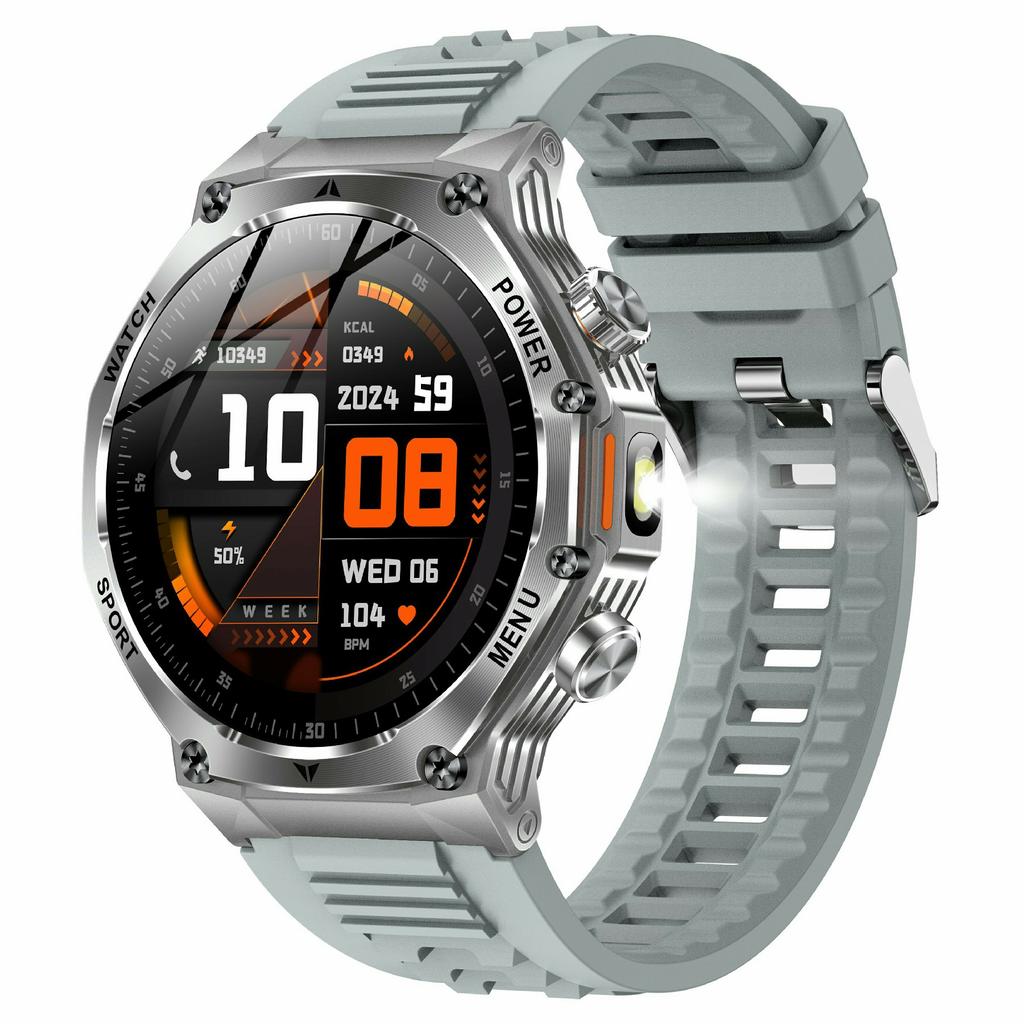 AK82 1,8-Zoll-Bildschirm Smartwatch Bluetooth-kompatibles Anrufen Herzfrequenzmesser Sport-Tracker, Silikonarmband