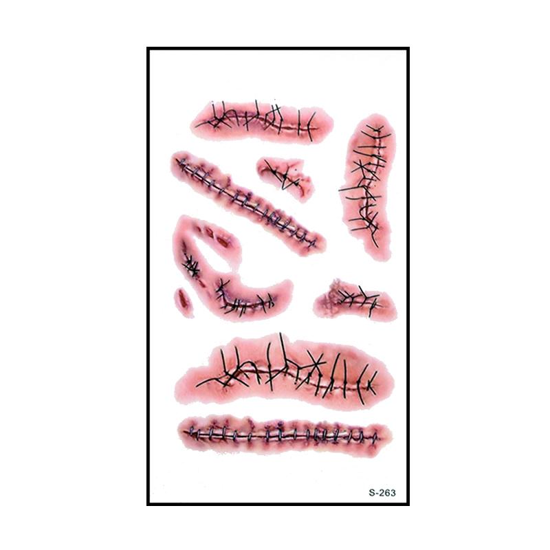 10 szt. Naklejka Tatuaż Halloween Horror Krwawa Rana Blizna Zombie Wodoodporne Tatuaże Tymczasowe DIY Impreza Body Art Makijaż Dzieci Dorosły
