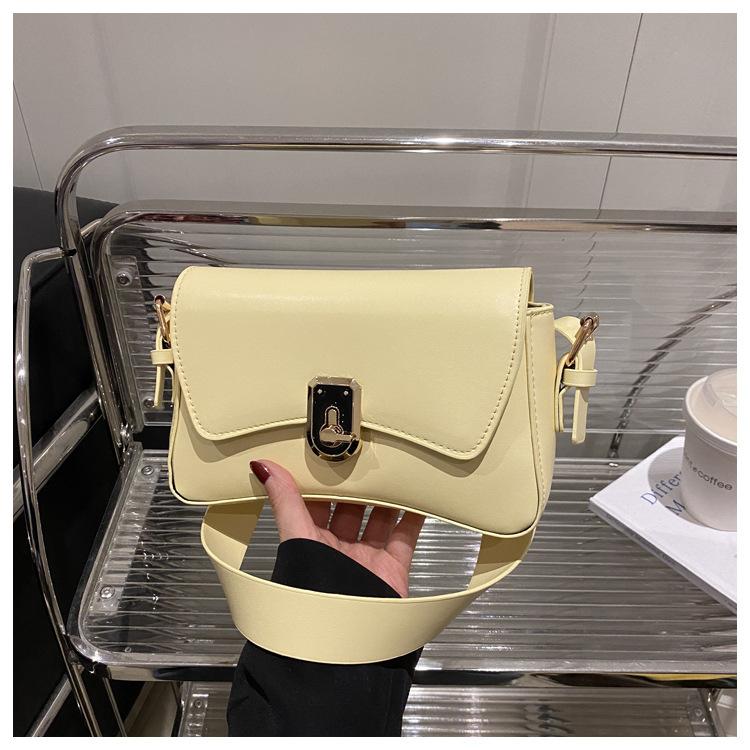 Fashion urban elegant retro casual women  solid color new lock single shoulder underarm small square bag