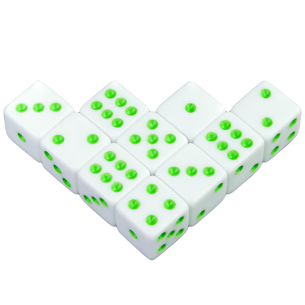 10pcs Acrylic Dice 16mm White Square Corner Dice for Board Games, Casino Games & Tabletop RPG or Teaching Math