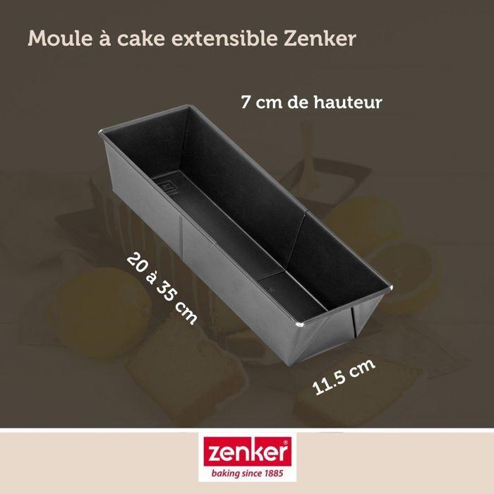 Moule à cake - zenker - extensible 20 à 35 cm - acier inoxydable - antiadhérent - noir métallisé