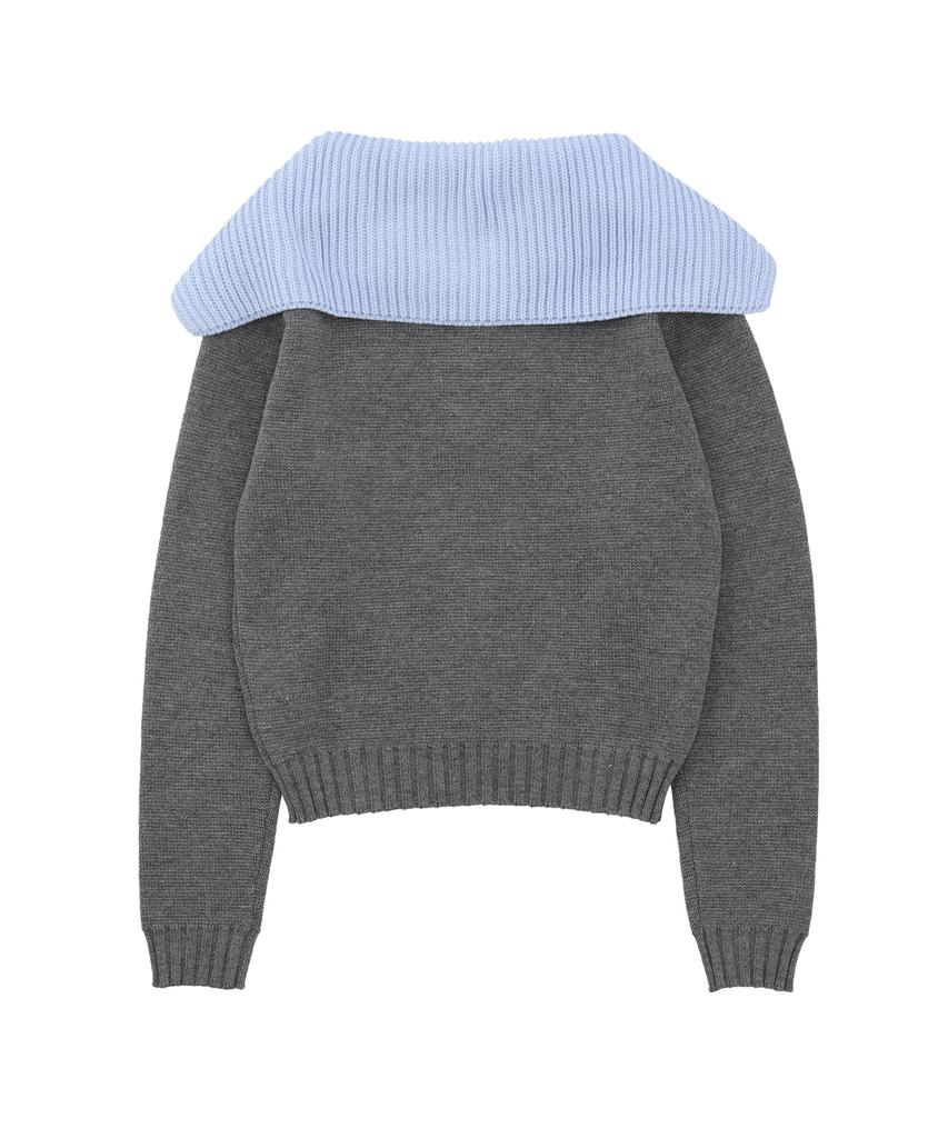 DELICCENT Cross Chain Collar Pullover [Gray]