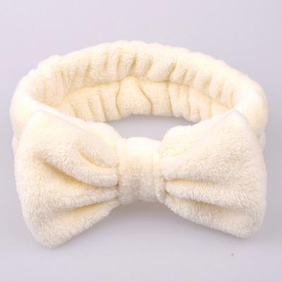 Hair Bows Head Bands for Women Coral Fleece Solid Headband Makeup Elastic Bowknot Headwrap Girl Accessories Cute Soft Turban Bandage