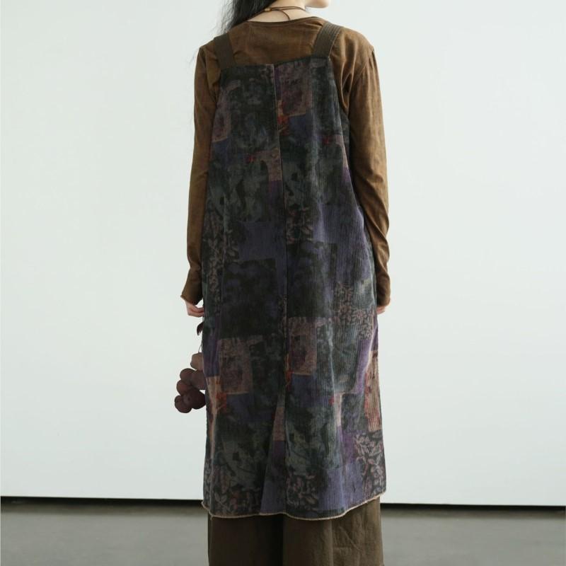 Johnature Women Vintage Dresses Print Floral Spring Patchwork Chinese Style High Quality Dress