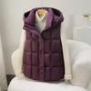 New hooded down cotton vest women's autumn and winter loose and versatile outer wear sleeveless vest thickened warm vest jacket