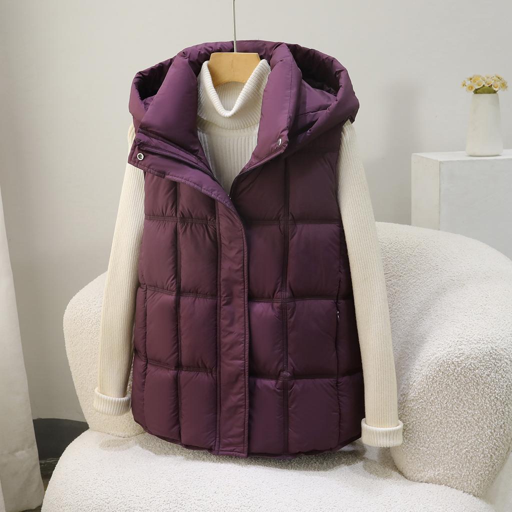 New hooded down cotton vest women's autumn and winter loose and versatile outer wear sleeveless vest thickened warm vest jacket