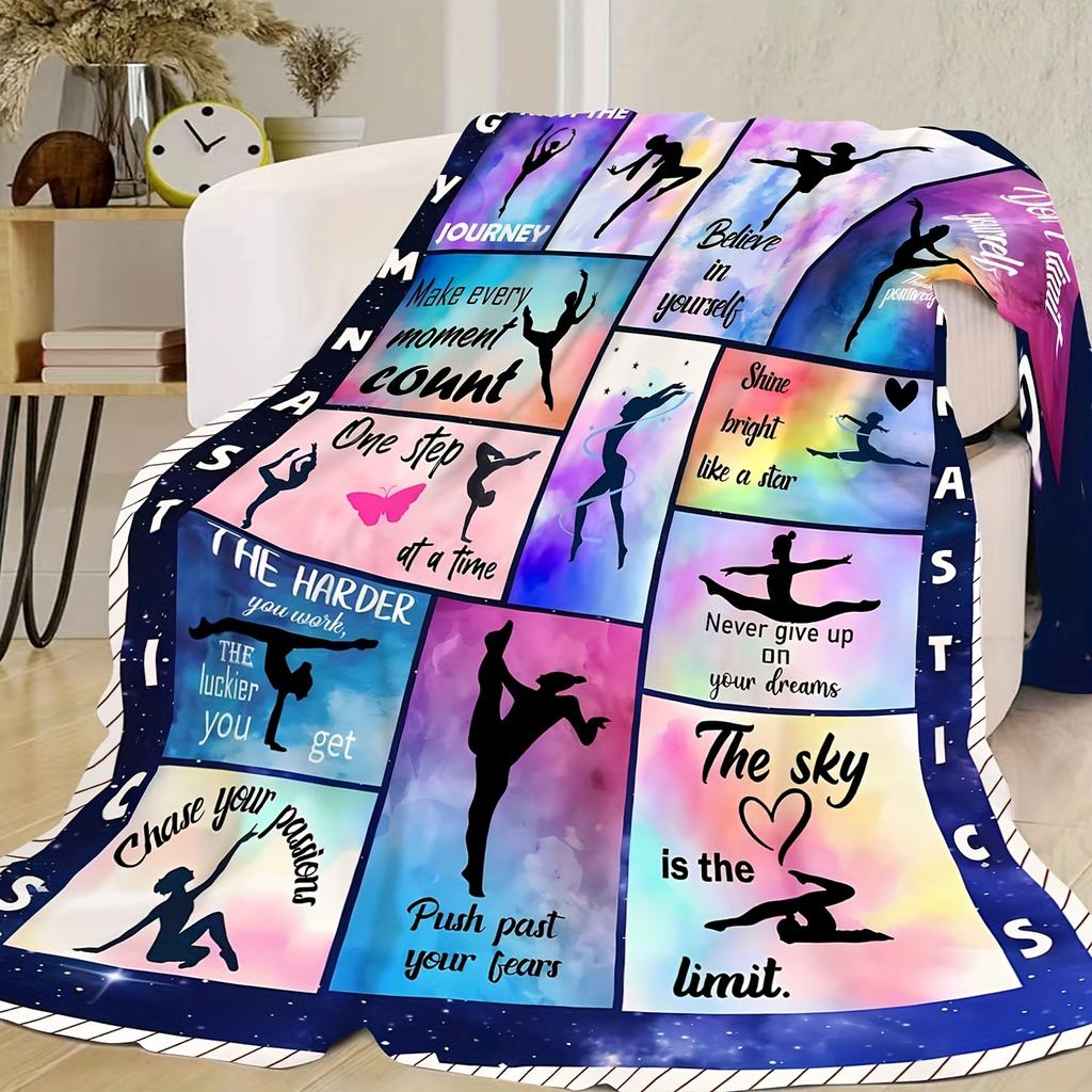 1pc Sport Girl Print Flannel Blanket, Soft Cozy Throw Blanket Nap Blanket For Travel Sofa Bed Office Home Decor, Birthday