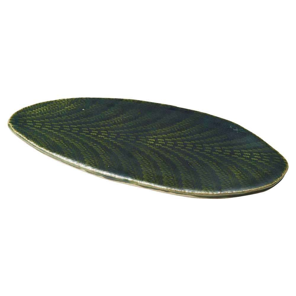 

Yamaco Akazu Ware Oribe Plate, Large, 20x9.5xH0.7cm, 08984