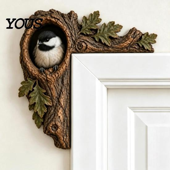 Whimsical Nursery Wall Accent Chipmunk Tree Hollow Door Topper, Woodland Animal Frame Decor, Rustic Wood Creative Birthday Gift for Nature Lovers