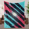 1pc Abstract Art Throw Blanket - Soft Flannel All-Season Cozy Blanket with Black/Red/Blue Color Block Design, 100% Polyester, Ma