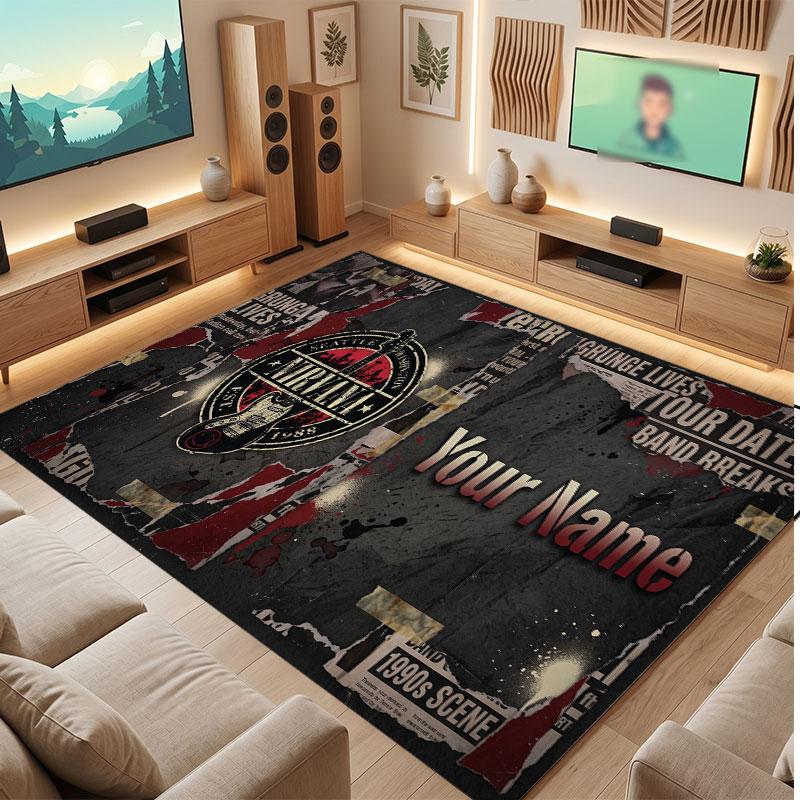 Nirvana Personalized Crystal Velvet Carpet, Customized Name Text Soft Anti‑Slip Rug for Living Room Bedroom