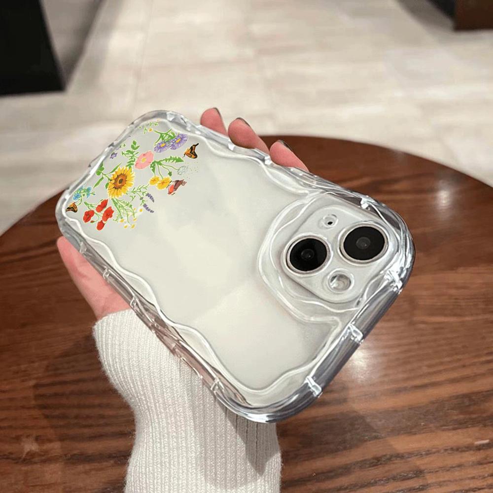 N75 Мягкие волнистые чехлы для телефонов с бабочками и цветами для Samsung A54 A34 A13 — фото 7