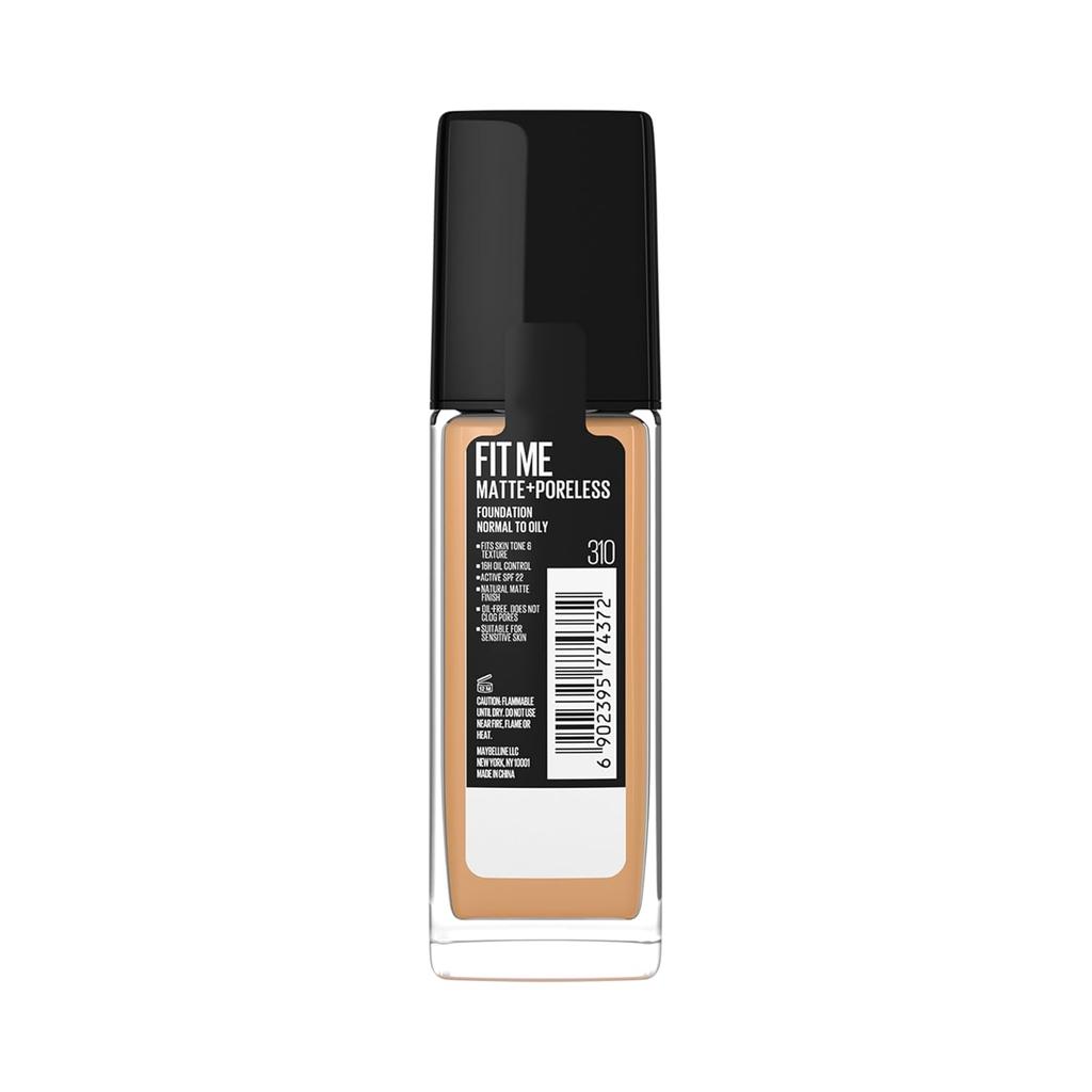 Maybelline New York Fit Me Matte Poreless Liquid Foundation 310, 30 Ml SPF 22 Natural Matte Finish for Oily Skin