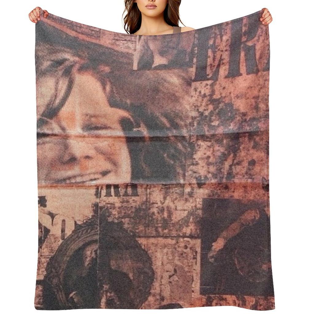 Red Vintage Wall with Janis Joplin Throw Blanket Bed linens Sofa Hairys decorative Blankets