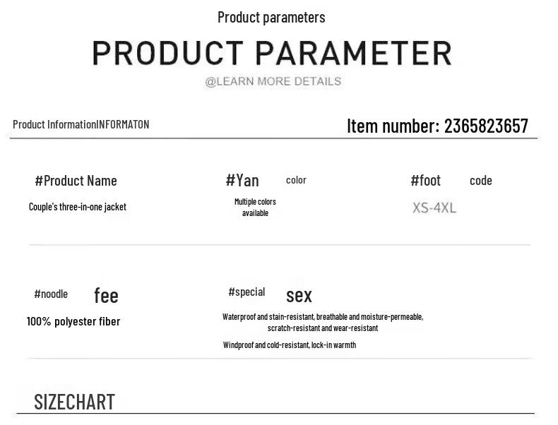 ROMON Unisex 3-in-1 Detachable Hooded Windbreaker Jacket