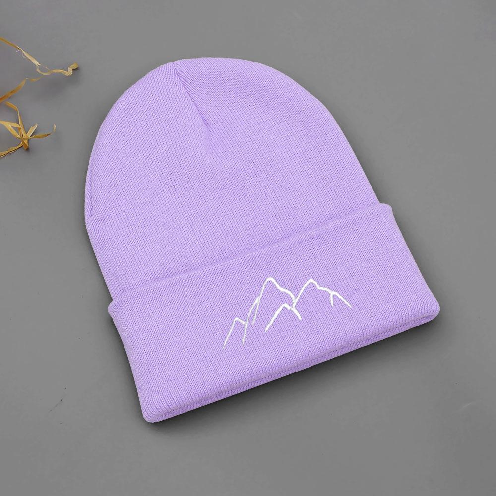 Winter Beanie Hats for Men Women Mountain Style Knit Cuffed Beanie Skull Cap Outdoor Daily Wear
