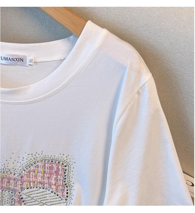 Women's Plus Size Slimming Round Neck Mid-Length Short-Sleeve T-Shirt (Sizes 200-350 jin, Style 6509)