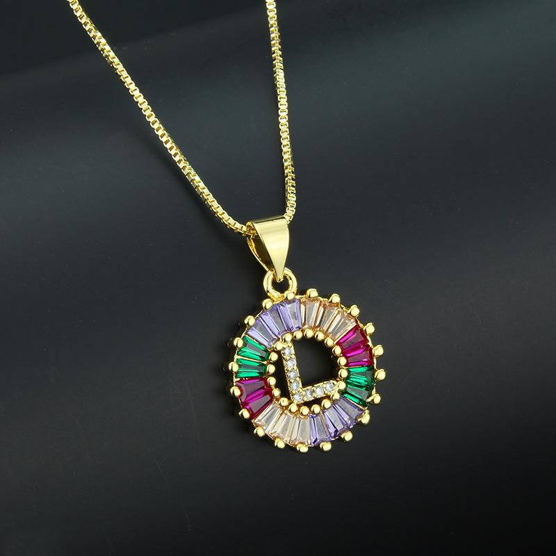 European and American simple 26 letter necklace directly from the manufacturer color zirconium English temperament pendant necklace wholesale