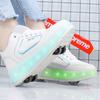 New Runaway Shoes Four-wheel Roller Skates Children and Adolescents Wheel Shoes LED Charging Luminous Shoes